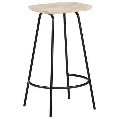 vidaXL Bar Stools 2 pcs Solid Mango Wood - Black - 38 x 36 x 74 cm