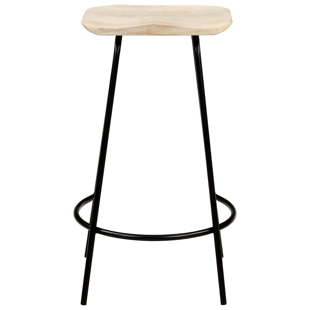 vidaXL Bar Stools 2 pcs Solid Mango Wood - Black - 38 x 36 x 74 cm