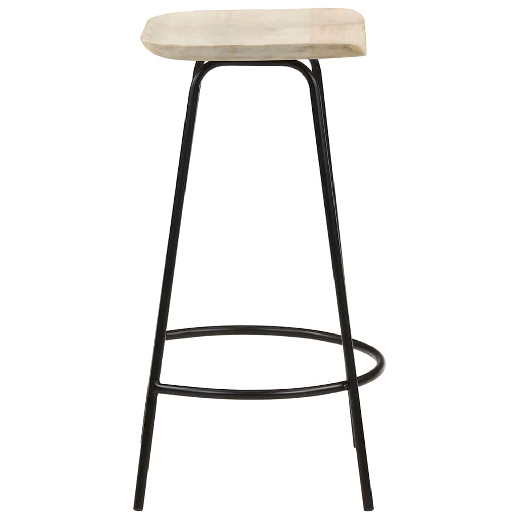vidaXL Bar Stools 2 pcs Solid Mango Wood - Black - 38 x 36 x 74 cm