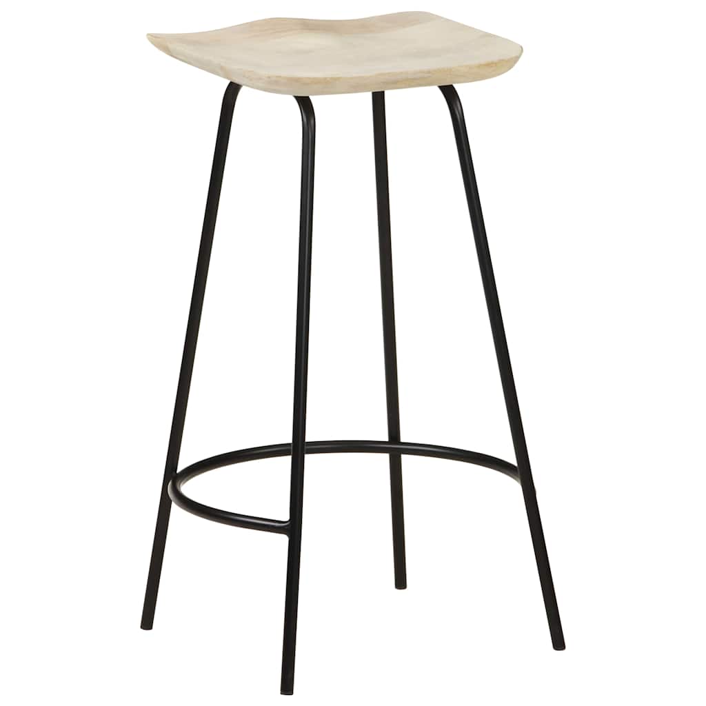 vidaXL Bar Stools 2 pcs Solid Mango Wood - Black - 38 x 36 x 74 cm
