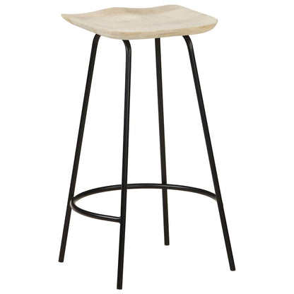 vidaXL Bar Stools 2 pcs Solid Mango Wood - Black - 38 x 36 x 74 cm