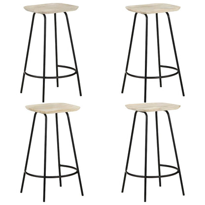 vidaXL Bar Stools 4 pcs Solid Mango Wood - Brown - 38 x 36 x 74 cm