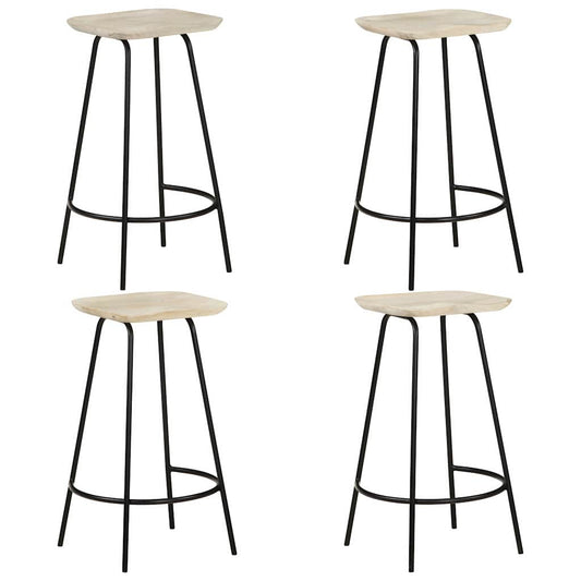 vidaXL Bar Stools 4 pcs Solid Mango Wood - Brown - 38 x 36 x 74 cm
