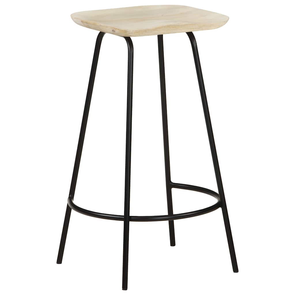vidaXL Bar Stools 4 pcs Solid Mango Wood - Brown - 38 x 36 x 74 cm
