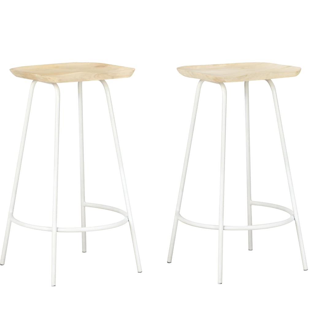 vidaXL Bar Stools 2 pcs Solid Mango Wood - Brown - 38 x 36 x 74 cm