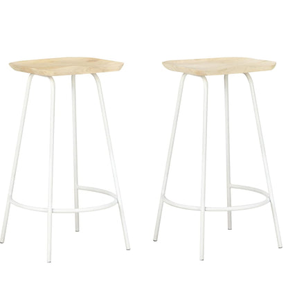 vidaXL Bar Stools 2 pcs Solid Mango Wood - Brown - 38 x 36 x 74 cm