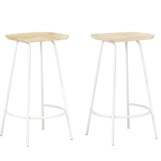 vidaXL Bar Stools 2 pcs Solid Mango Wood - Brown - 38 x 36 x 74 cm