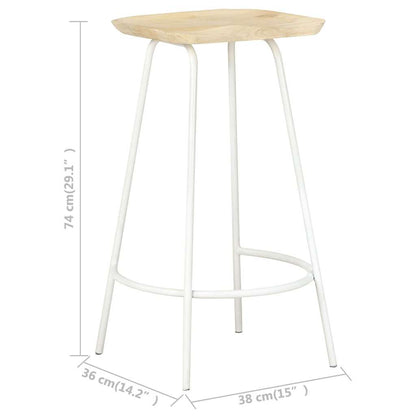 vidaXL Bar Stools 2 pcs Solid Mango Wood - Brown - 38 x 36 x 74 cm