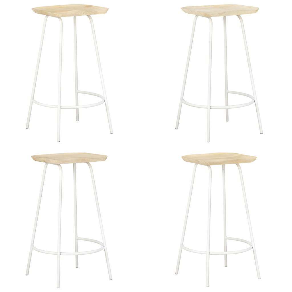 vidaXL Bar Stools 4 pcs Solid Mango Wood - Beige - 38 x 36 x 74 cm