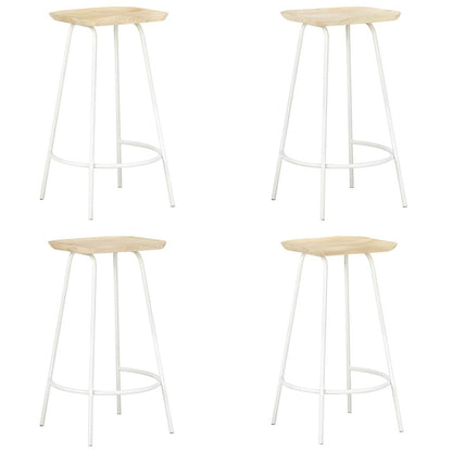 vidaXL Bar Stools 4 pcs Solid Mango Wood - Beige - 38 x 36 x 74 cm