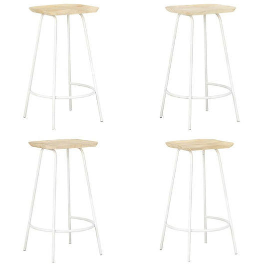 vidaXL Bar Stools 4 pcs Solid Mango Wood - Beige - 38 x 36 x 74 cm