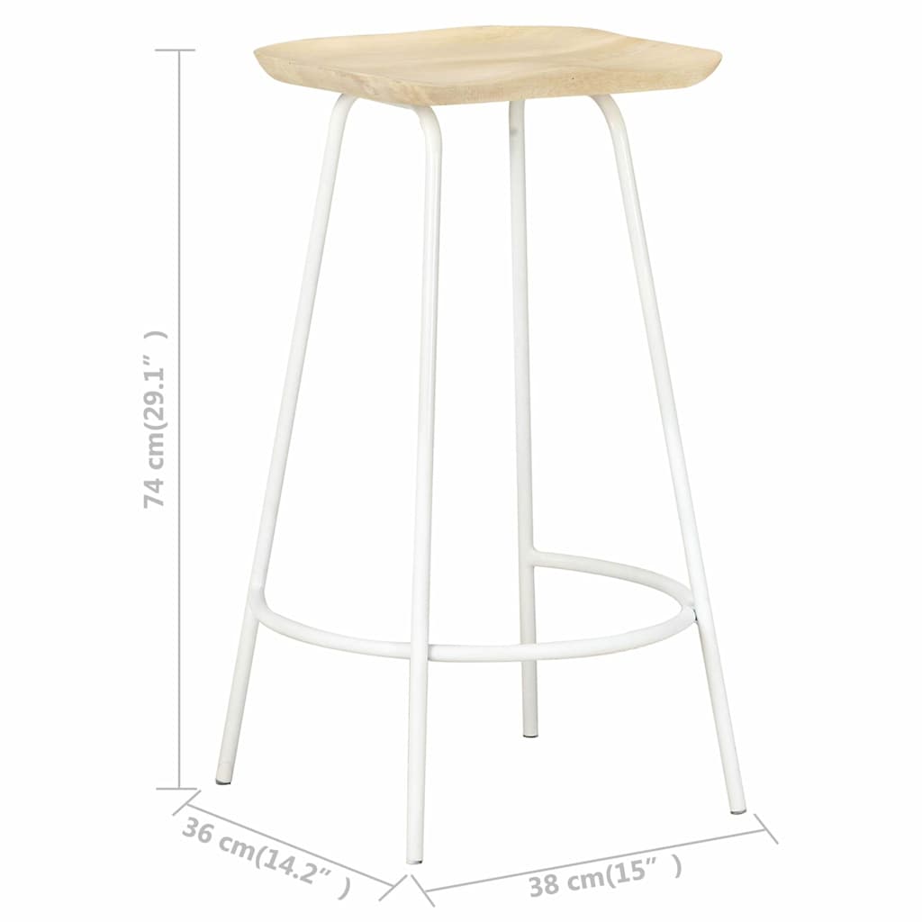 vidaXL Bar Stools 4 pcs Solid Mango Wood - Beige - 38 x 36 x 74 cm