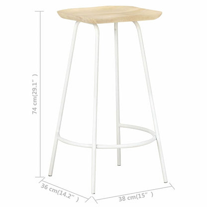 vidaXL Bar Stools 4 pcs Solid Mango Wood - Beige - 38 x 36 x 74 cm