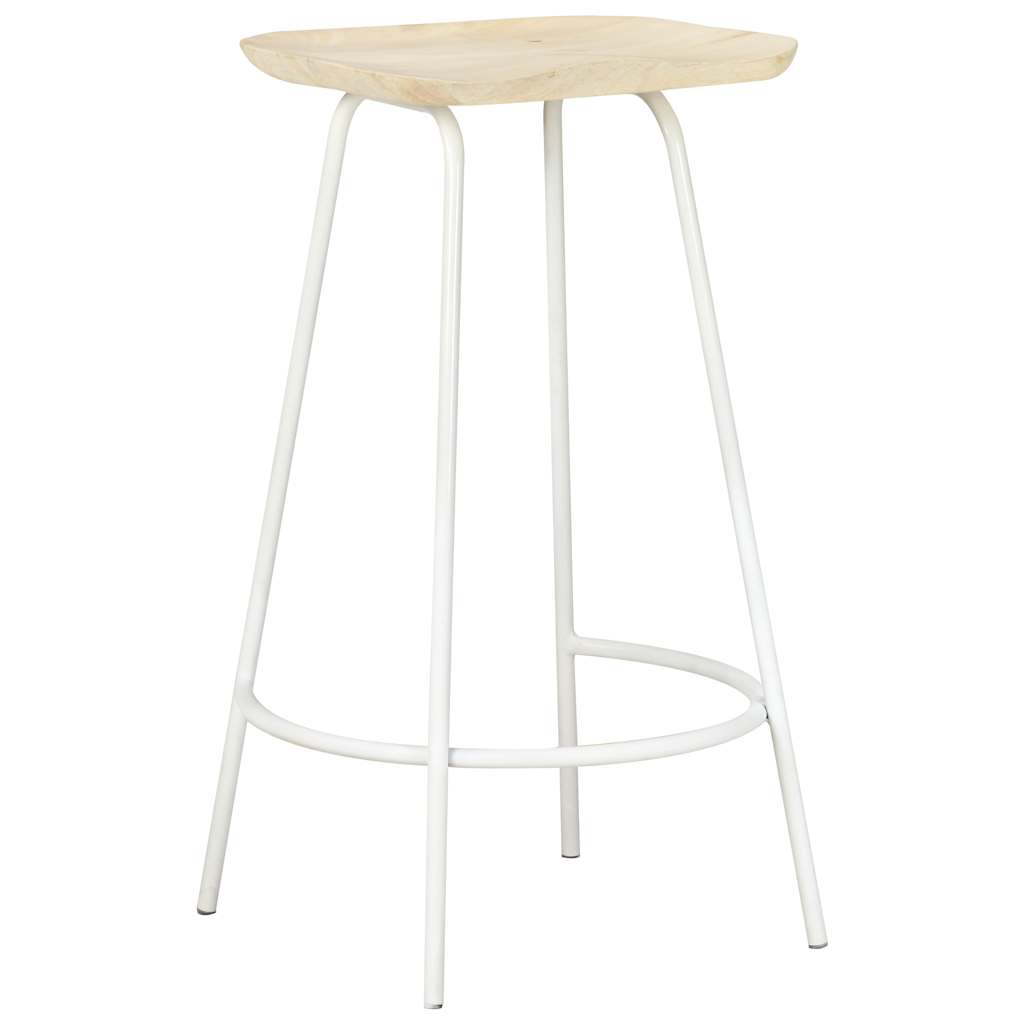 vidaXL Bar Stools 4 pcs Solid Mango Wood - Beige - 38 x 36 x 74 cm