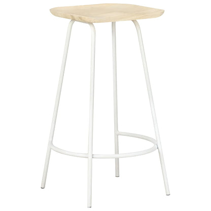 vidaXL Bar Stools 4 pcs Solid Mango Wood - Beige - 38 x 36 x 74 cm