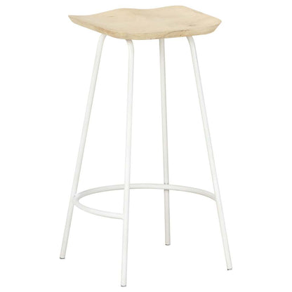 vidaXL Bar Stools 4 pcs Solid Mango Wood - Beige - 38 x 36 x 74 cm