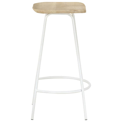 vidaXL Bar Stools 4 pcs Solid Mango Wood - Beige - 38 x 36 x 74 cm