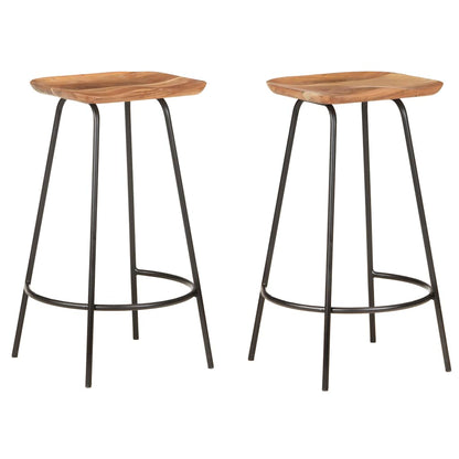 vidaXL Bar Stools 2 pcs Solid Acacia Wood - Brown - 38 x 36 x 74 cm