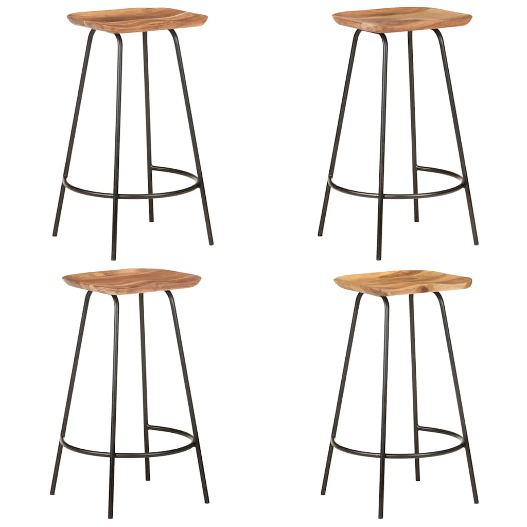 vidaXL Bar Stools 4 pcs Solid Acacia Wood - White - 38 x 36 x 74 cm
