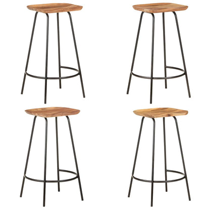 vidaXL Bar Stools 4 pcs Solid Acacia Wood - White - 38 x 36 x 74 cm