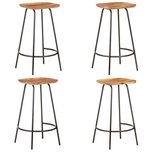 vidaXL Bar Stools 4 pcs Solid Acacia Wood - White - 38 x 36 x 74 cm