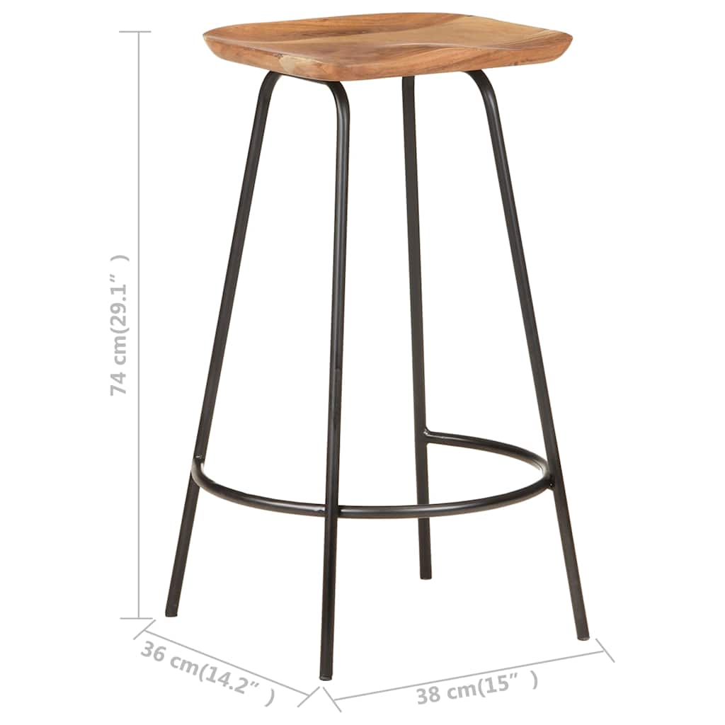 vidaXL Bar Stools 4 pcs Solid Acacia Wood - White - 38 x 36 x 74 cm