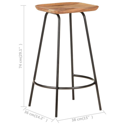 vidaXL Bar Stools 4 pcs Solid Acacia Wood - White - 38 x 36 x 74 cm