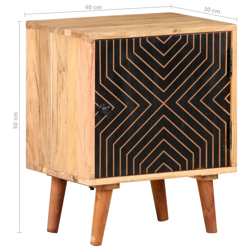 vidaXL Bedside Cabinet 40x30x50 cm Solid Acacia Wood - Beige