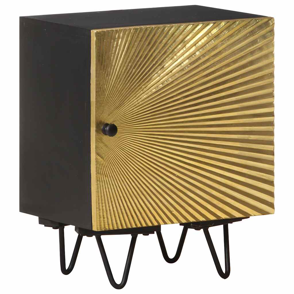 vidaXL Bedside Cabinet with Brass Front 40x30x50 cm Solid Mango Wood - Gold