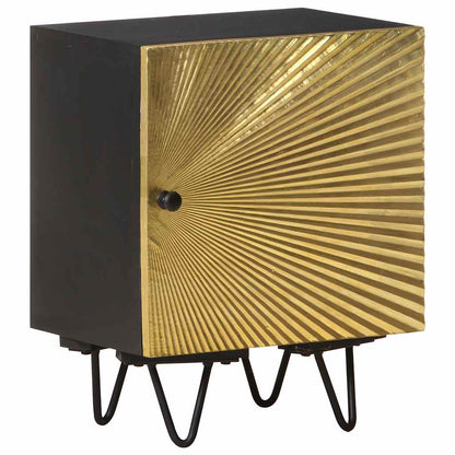 vidaXL Bedside Cabinet with Brass Front 40x30x50 cm Solid Mango Wood - Gold