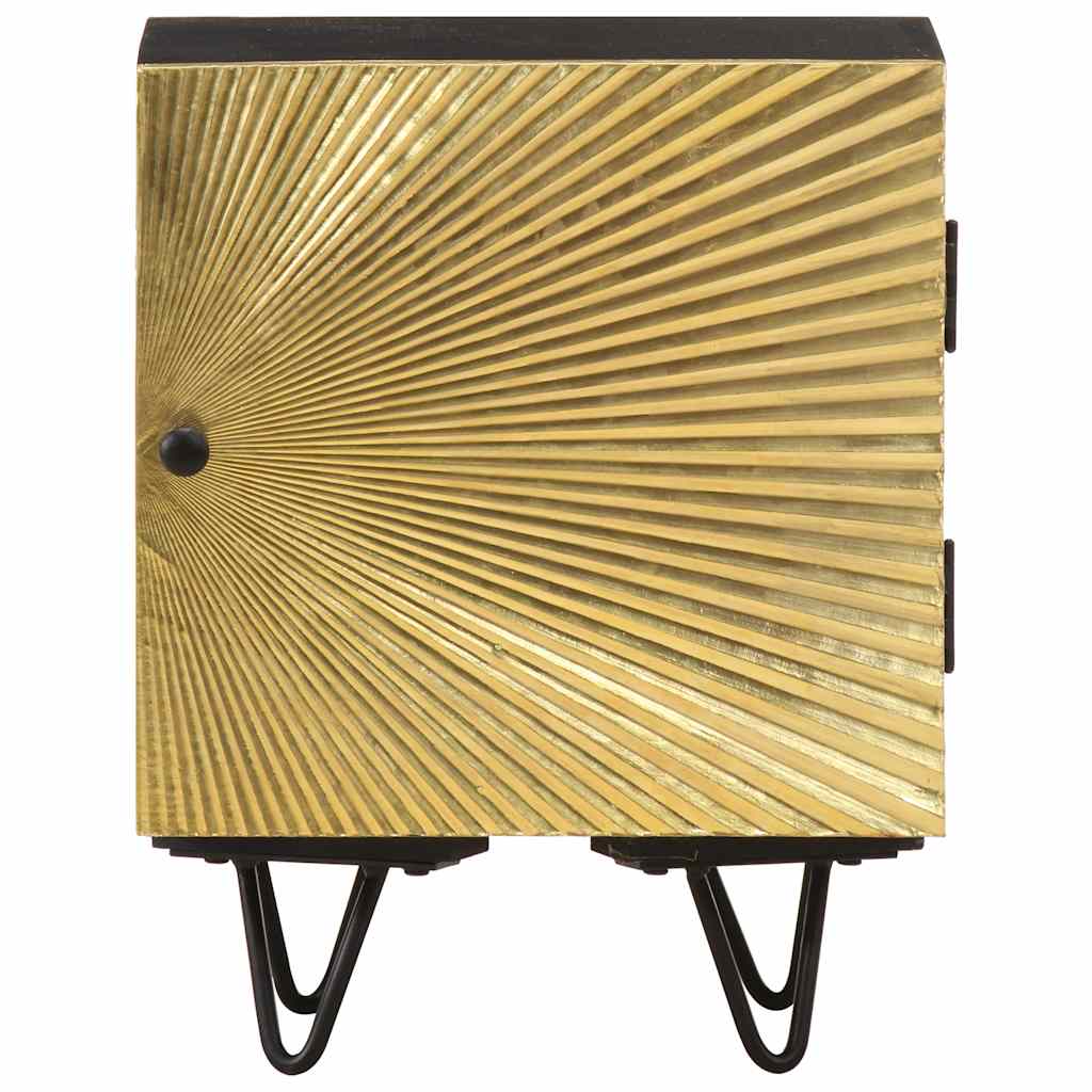 vidaXL Bedside Cabinet with Brass Front 40x30x50 cm Solid Mango Wood - Gold
