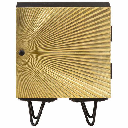vidaXL Bedside Cabinet with Brass Front 40x30x50 cm Solid Mango Wood - Gold
