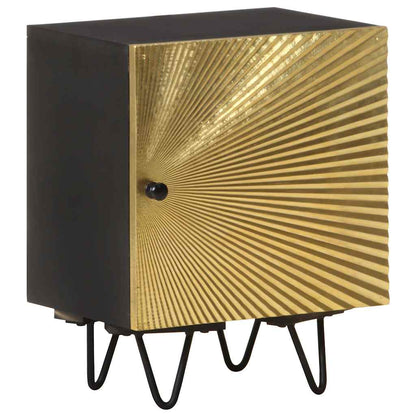 vidaXL Bedside Cabinet with Brass Front 40x30x50 cm Solid Mango Wood - Gold