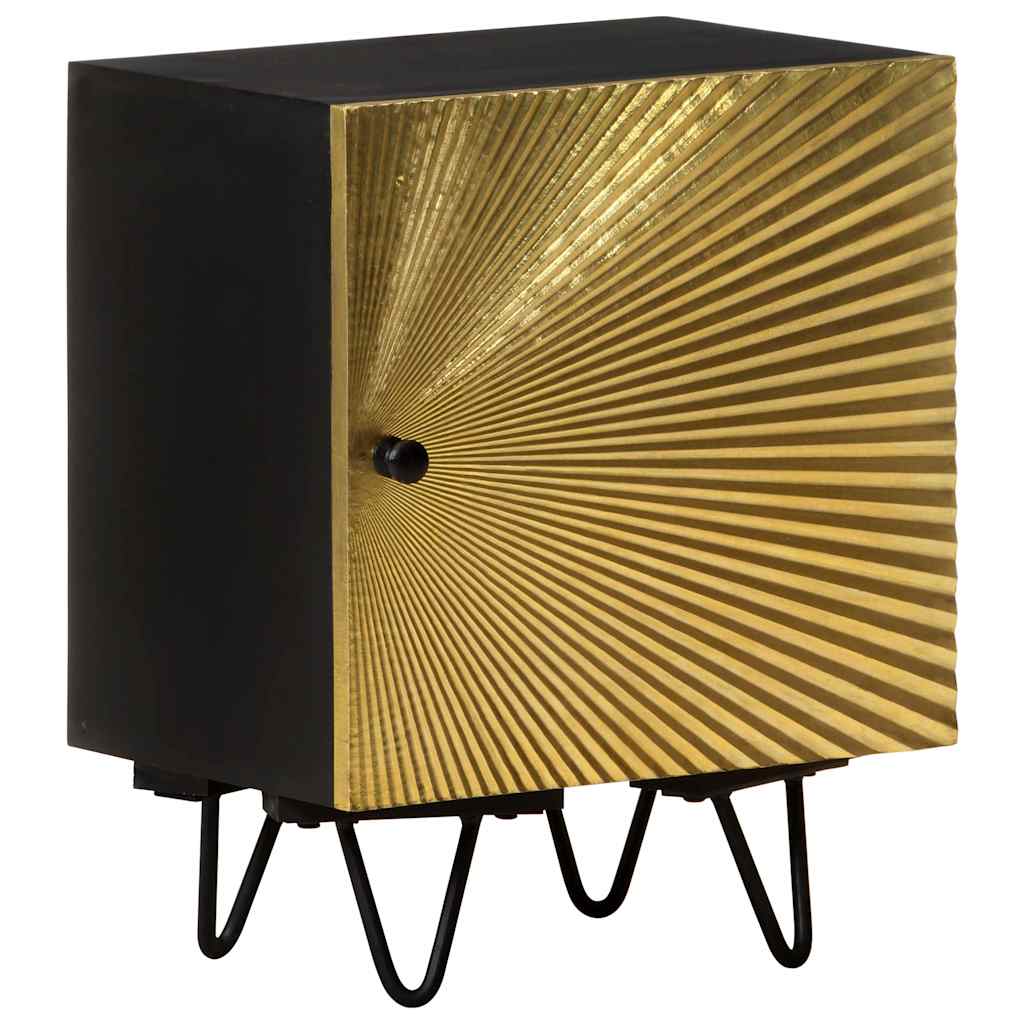 vidaXL Bedside Cabinet with Brass Front 40x30x50 cm Solid Mango Wood - Gold