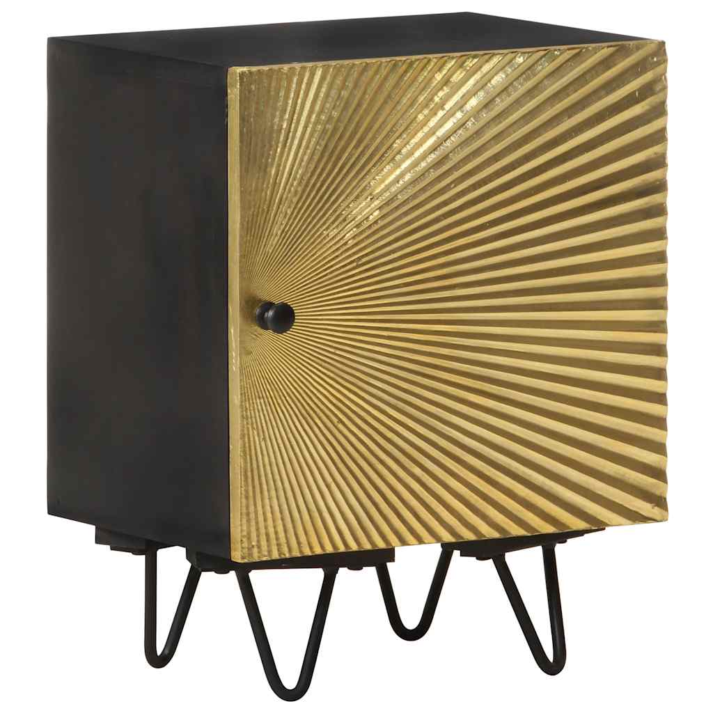 vidaXL Bedside Cabinet with Brass Front 40x30x50 cm Solid Mango Wood - Gold