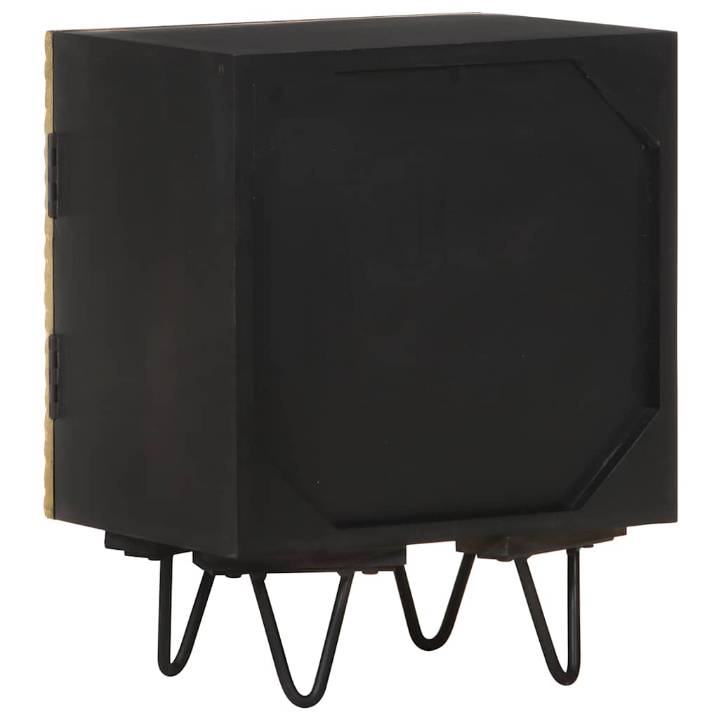 vidaXL Bedside Cabinet with Brass Front 40x30x50 cm Solid Mango Wood - Gold