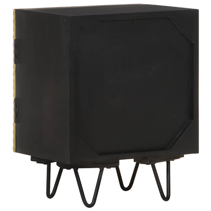 vidaXL Bedside Cabinet with Brass Front 40x30x50 cm Solid Mango Wood - Gold
