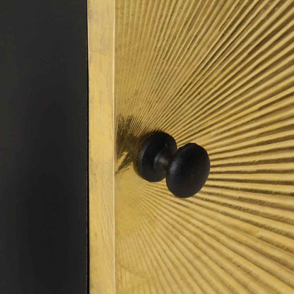 vidaXL Bedside Cabinet with Brass Front 40x30x50 cm Solid Mango Wood - Gold