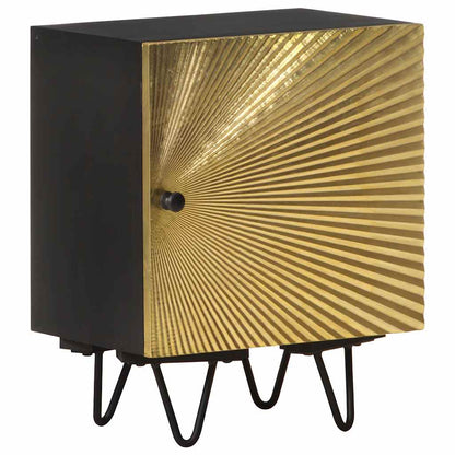 vidaXL Bedside Cabinet with Brass Front 40x30x50 cm Solid Mango Wood - Gold