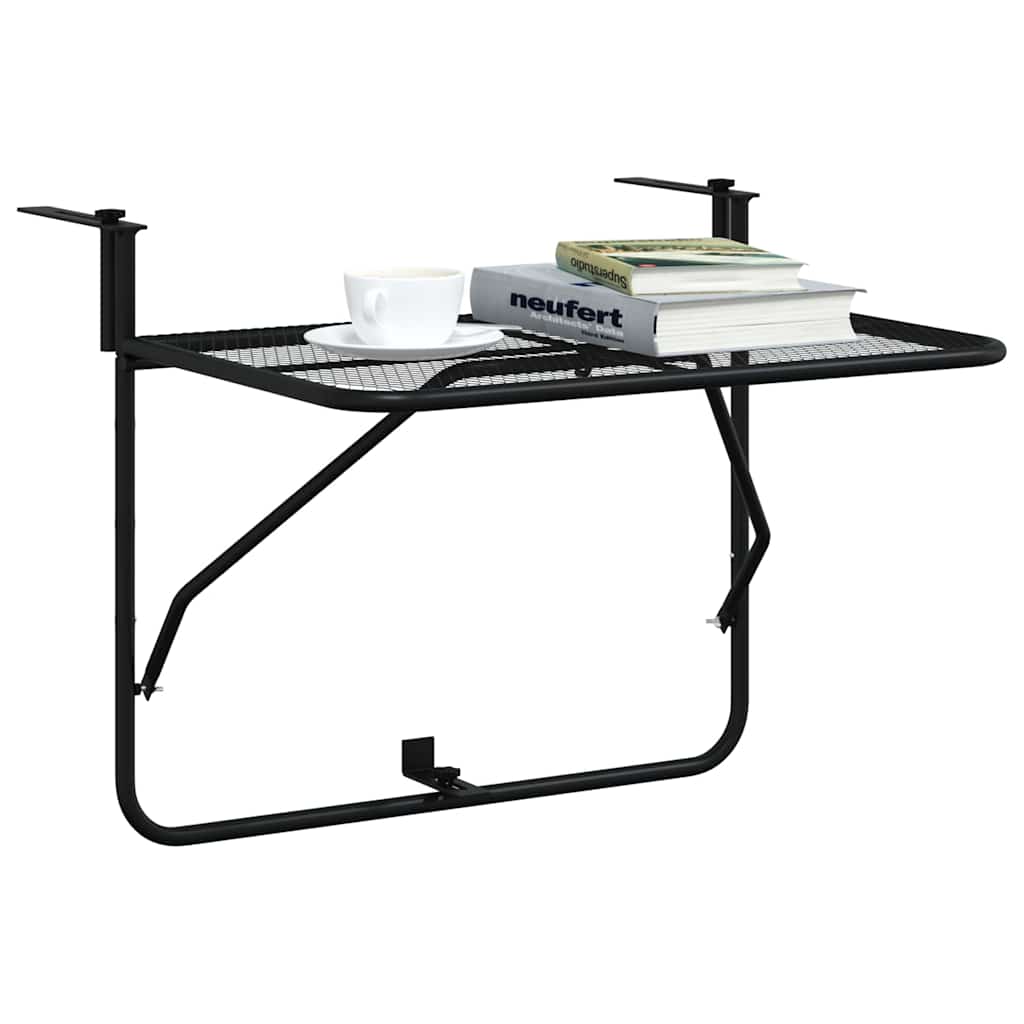 325924 vidaXL Balcony Table Black 60x40 cm Steel - 60 x 40 x 65 cm