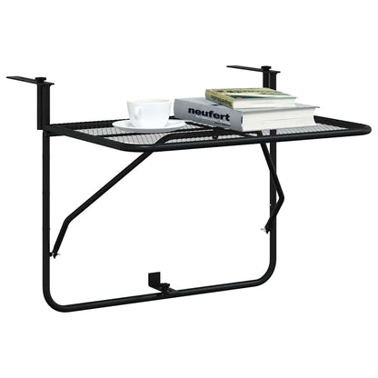 325924 vidaXL Balcony Table Black 60x40 cm Steel - 60 x 40 x 65 cm