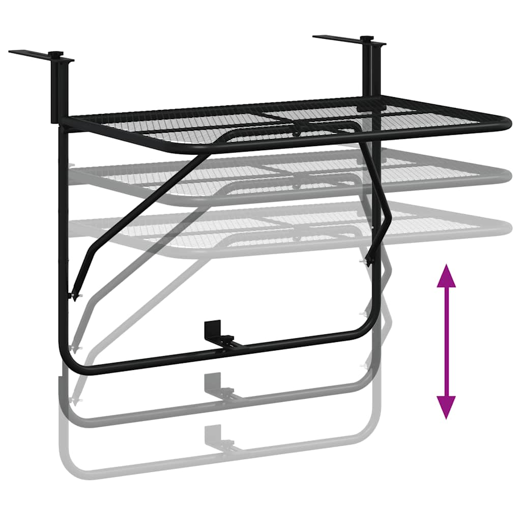 325924 vidaXL Balcony Table Black 60x40 cm Steel - 60 x 40 x 65 cm