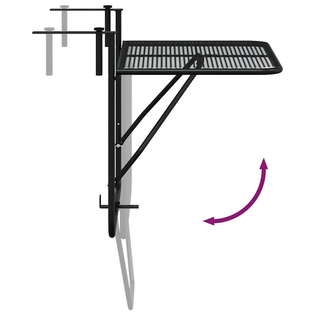 325924 vidaXL Balcony Table Black 60x40 cm Steel - 60 x 40 x 65 cm