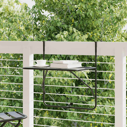 325924 vidaXL Balcony Table Black 60x40 cm Steel - 60 x 40 x 65 cm