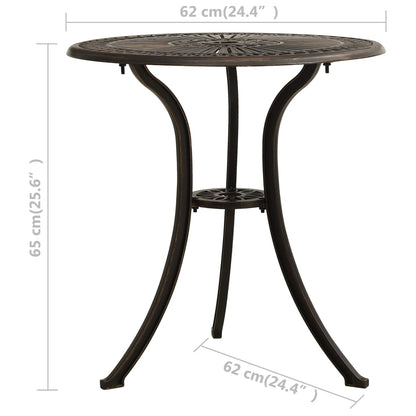 vidaXL Garden Table Bronze 62x62x65 cm Cast Aluminium - Brown