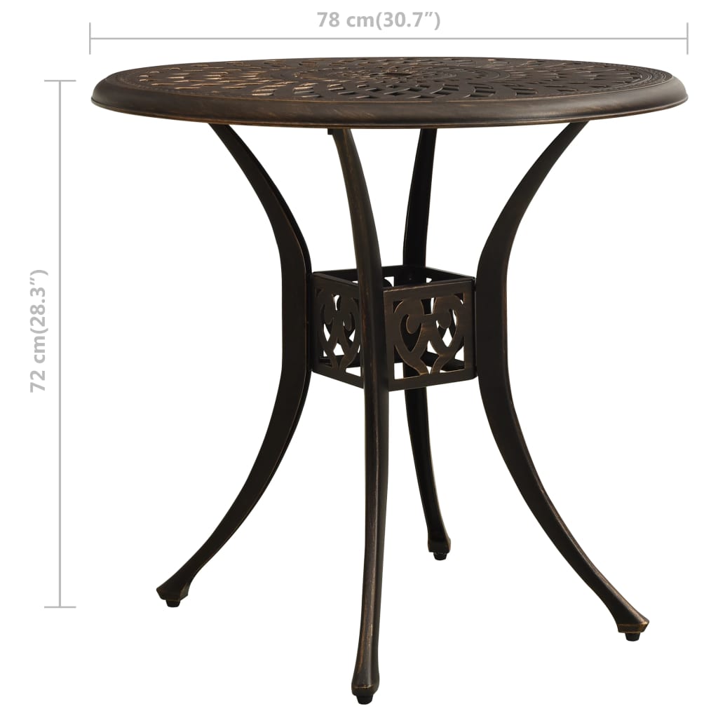vidaXL Garden Table Bronze 78x78x72 cm Cast Aluminium - Brown