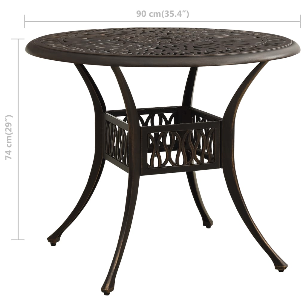 vidaXL Garden Table Bronze 90x90x74 cm Cast Aluminium - Brown