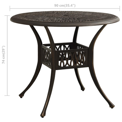 vidaXL Garden Table Bronze 90x90x74 cm Cast Aluminium - Brown
