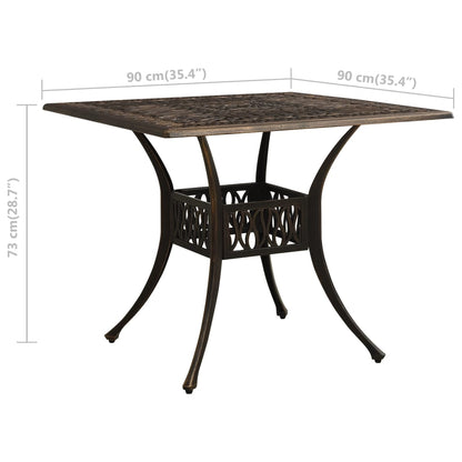vidaXL Garden Table Bronze 90x90x73 cm Cast Aluminium - Brown