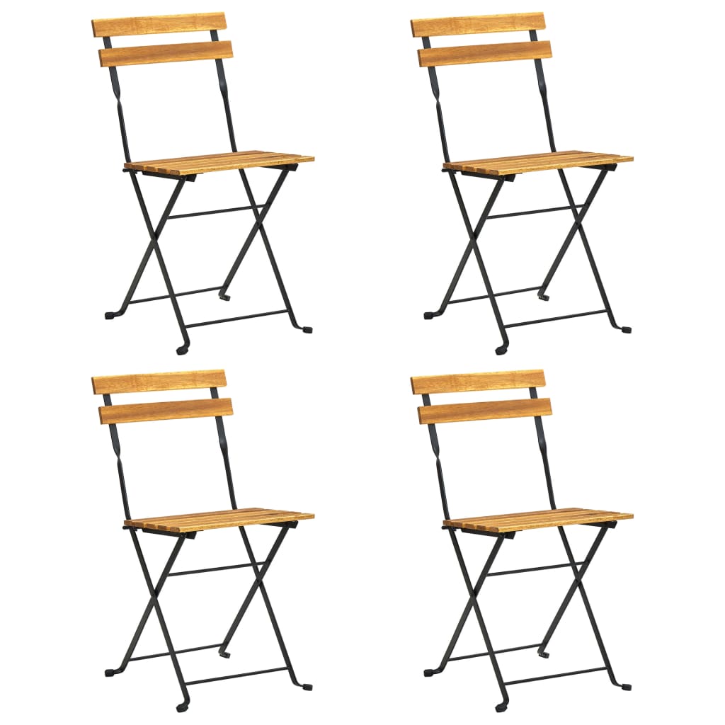 vidaXL 5 Piece Folding Outdoor Dining Set Solid Acacia Wood - Brown - 120 cm table length
